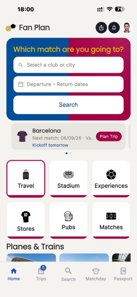 Find a match and start the trip