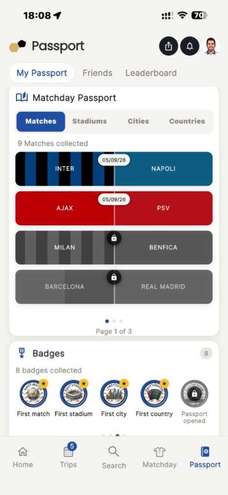 Matches collected in your passport