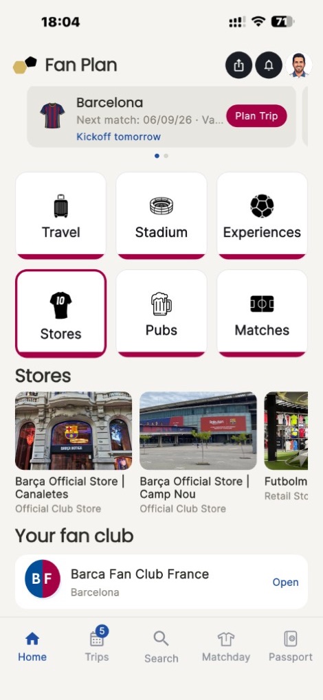 Club shops and jersey stores nearby